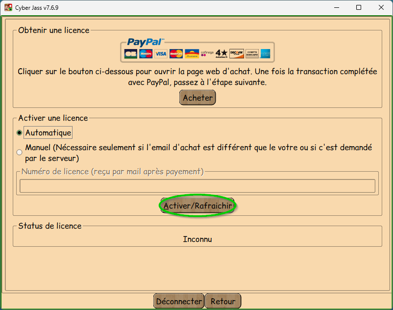 Valider Licence étape 3